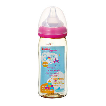 日本 Pigeon 贝亲 母乳实感宽口 PPSU奶瓶 粉色玩具款 240ml